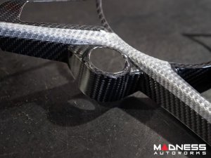 Alfa Romeo Giulia Steering Wheel Trim - Carbon Fiber - Main Center Trim Piece - White Candy/ Black Carbon - Pre '20 Models